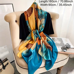 Silky Damask Scarf Sunscreen Shawl Wrap