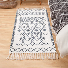 Boho Hand woven Linen Area Rugs With Tassels