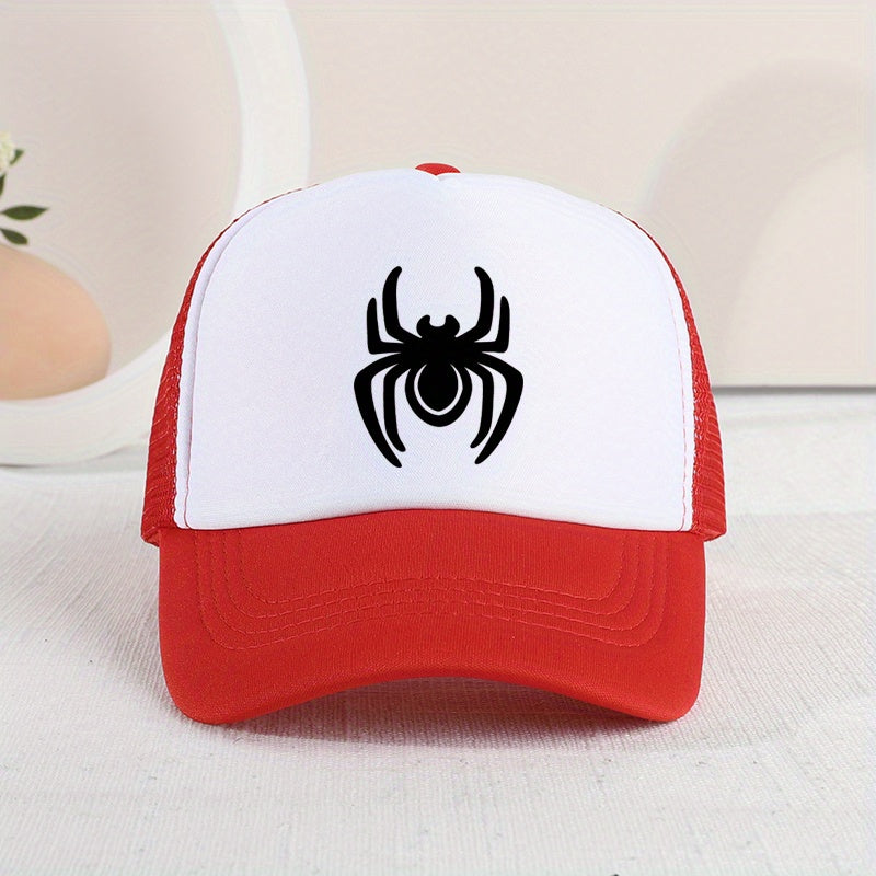 Kids Mesh Sunshade Baseball Cap Spider Embroidery