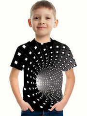Breathable 3D Print Graphic Short Sleeve T-shirt Boys Girls Summer Clothes