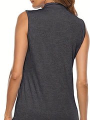 Women's Sleeveless Golf Tennis Polo Shirt Zip Up Tank Top