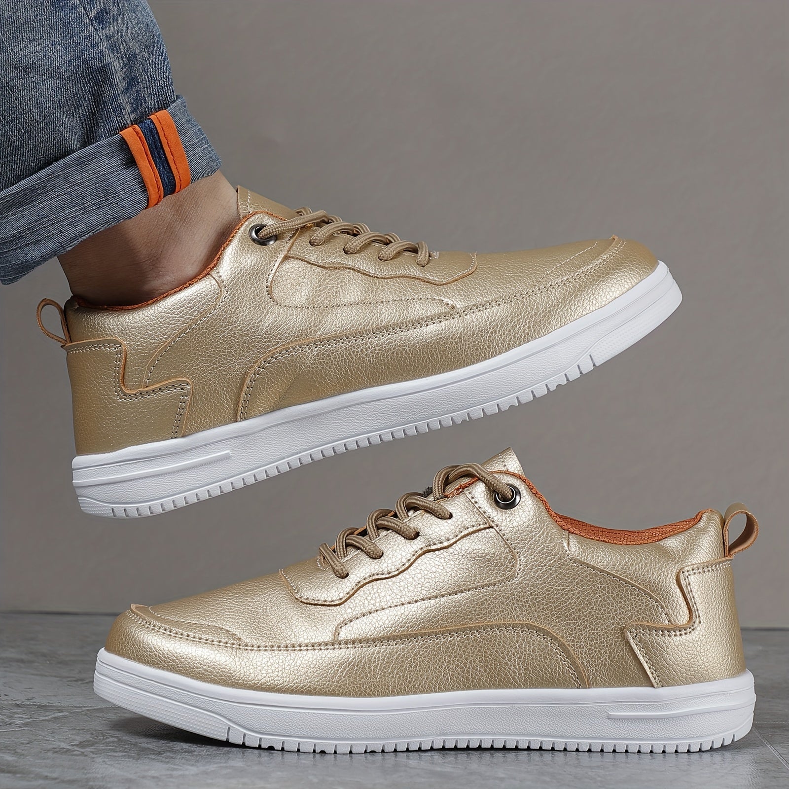Men's Non slip Skate Shoes Casual Outdoor Lace up Walking Sneakers Flat Shoes