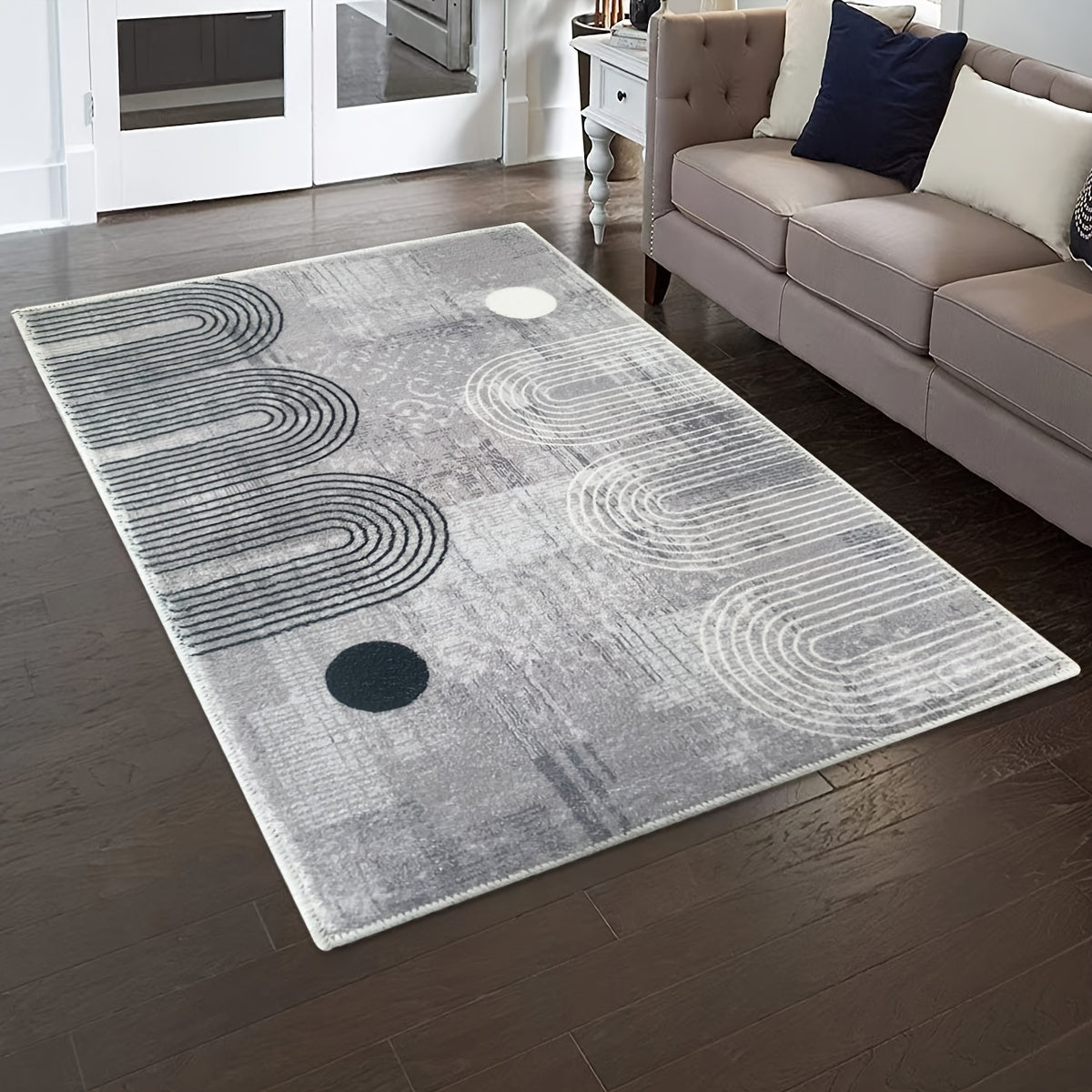 Cashmere Fabric Symmetrical Line Rug 47.2x62.99in