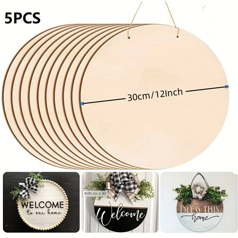 30 48cm Wood Circles for Crafts 5pcs DIY Wooden Blanks for Christmas Projects