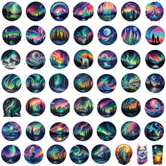 50pcs Northern Lights Series Stickers Waterproof DIY Decorative Sticker