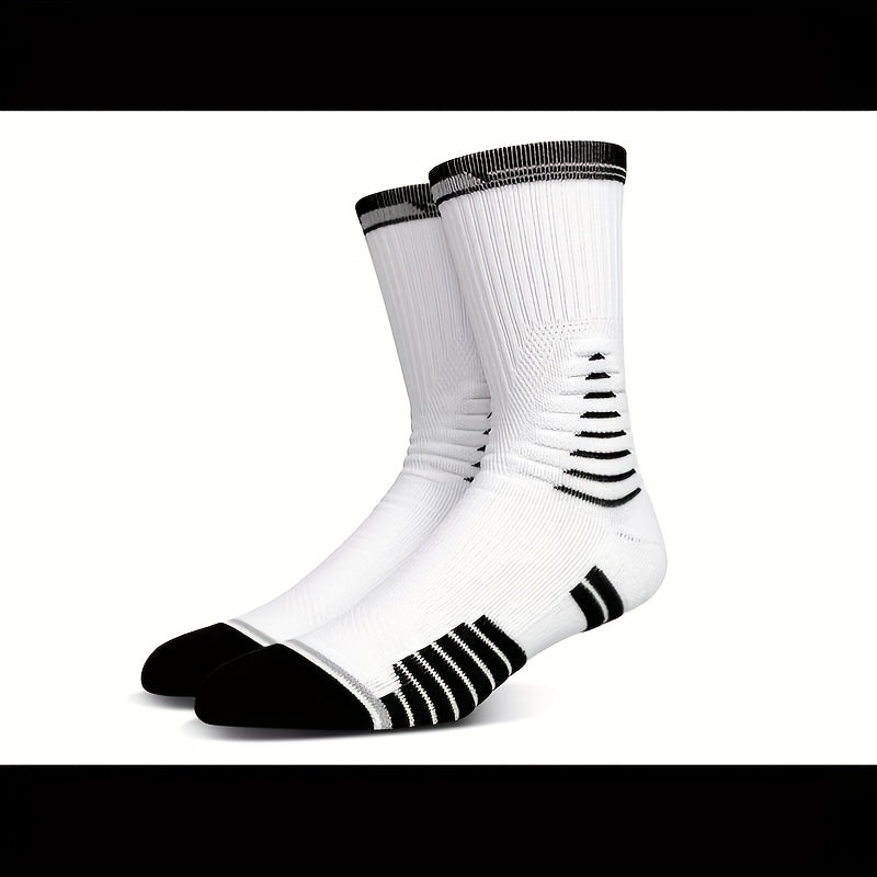 Men's Thickened Breathable Mid Calf Socks for Running Cycling Football