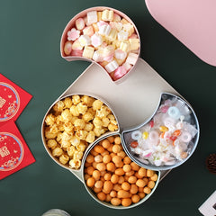 Straw Dried Fruit Tray Candy Box with Lid Snack Tray Desk Organizer