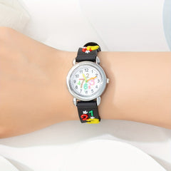 Kids Digital Quartz Watch - Cute Number Pointer Wristwatch