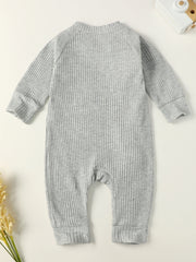 Baby Boy Cotton Ribbed Jumpsuit with Zipper Snaps