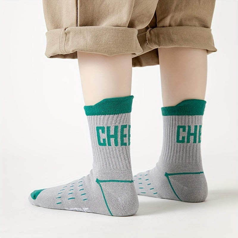 5 Pairs Boy's Mid Crew Letter Sport Socks
