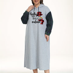 Christmas Lounge Dress Women's Plus Snowman Print Raglan Slee