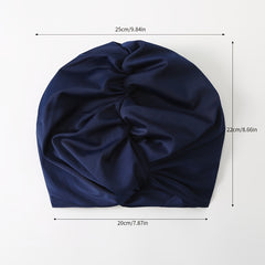 Navy Ruched Swimming Cap for Women