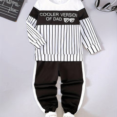 Striped Boy's 2pcs Sunglasses Sweatshirt & Sweatpants Set COOLER VERSION OF DAD