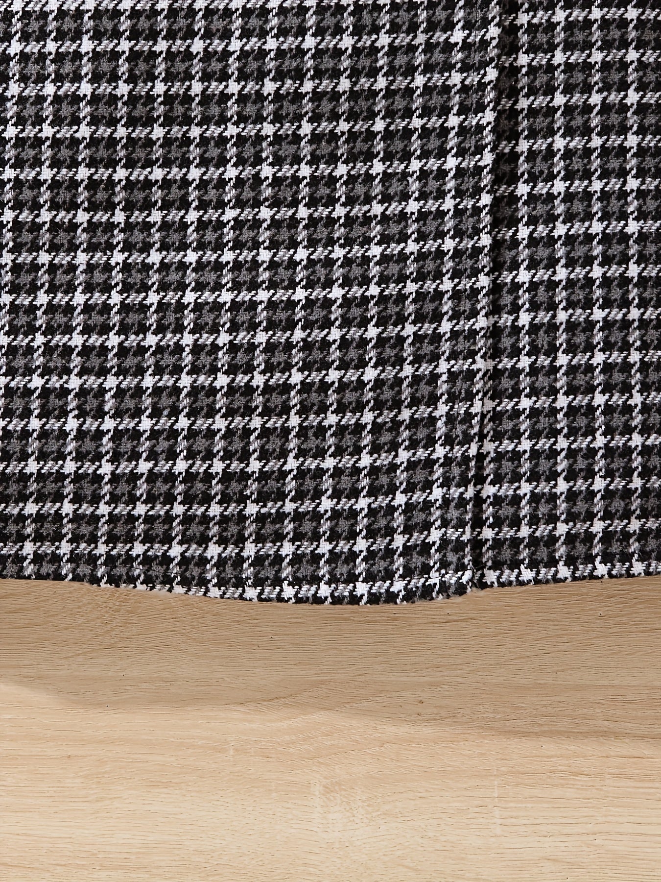 Girl's 2pcs Trumpet Sleeve Top & Houndstooth Skirt Set Casual Outfits