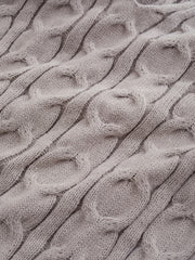V-Neck Cable Knit Sweater - Long Sleeve Pullover Jumper