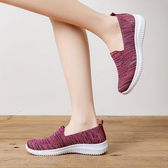 Women's Breathable Flying Woven Slip-On Sneakers Lightweight Low Top Shoes