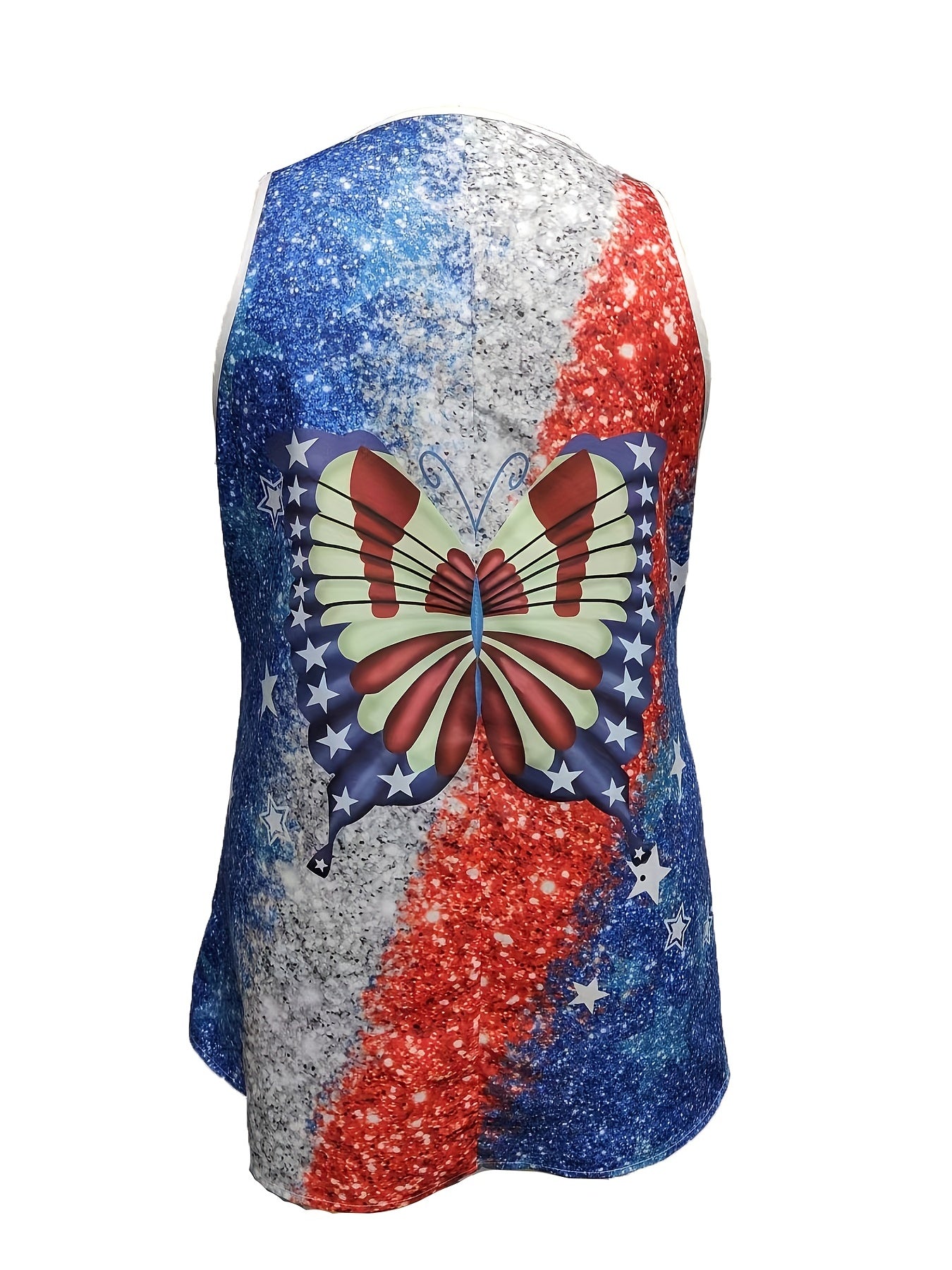 Glitter Stripe & Butterfly Print Tank Top