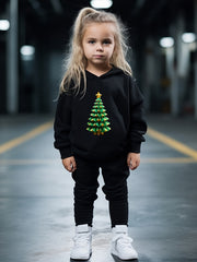 Christmas Tree Print Hoodies Pants Set For Spring Fall Sports Christmas Gift