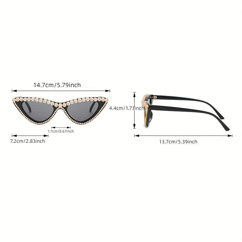 Rhinestone Cat Eye Sunglasses Stylish Triangle Frame Glasses UV400