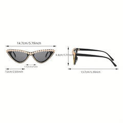 Rhinestone Cat Eye Sunglasses Stylish Triangle Frame Glasses UV400