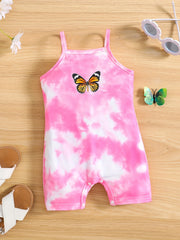 Baby Girl's Butterfly Graphic Summer Cami Rompers
