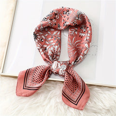 Flower Print Bandana Neckerchief Silk Scarf for Women