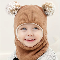 Ear Protection Hat 2 In 1 Knitted Hat And Scarf 1pc