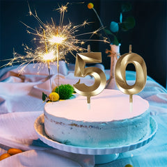Golden Number 50th Birthday Candle Cake Decoration Set