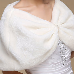 Faux Pearl Wedding Shawl Wrap Bow Shape Bridal Capelet