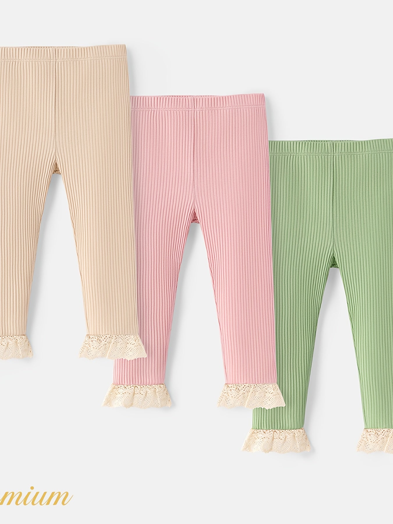 Baby Girl's Ribbed Knit Leggings Lace Up Trousers