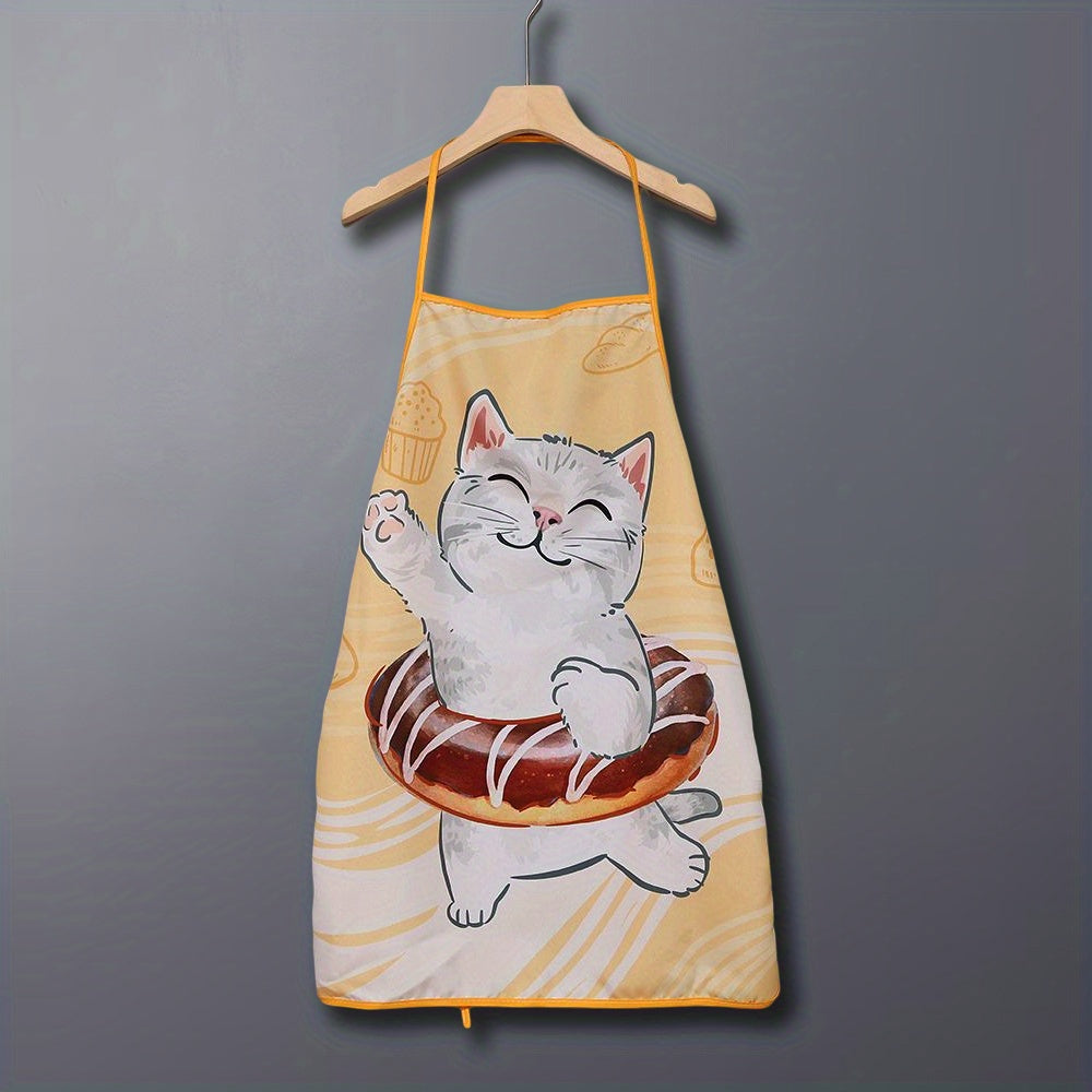 Cat Pattern Polyester Apron for Women Waterproof Thickened Hand Painted