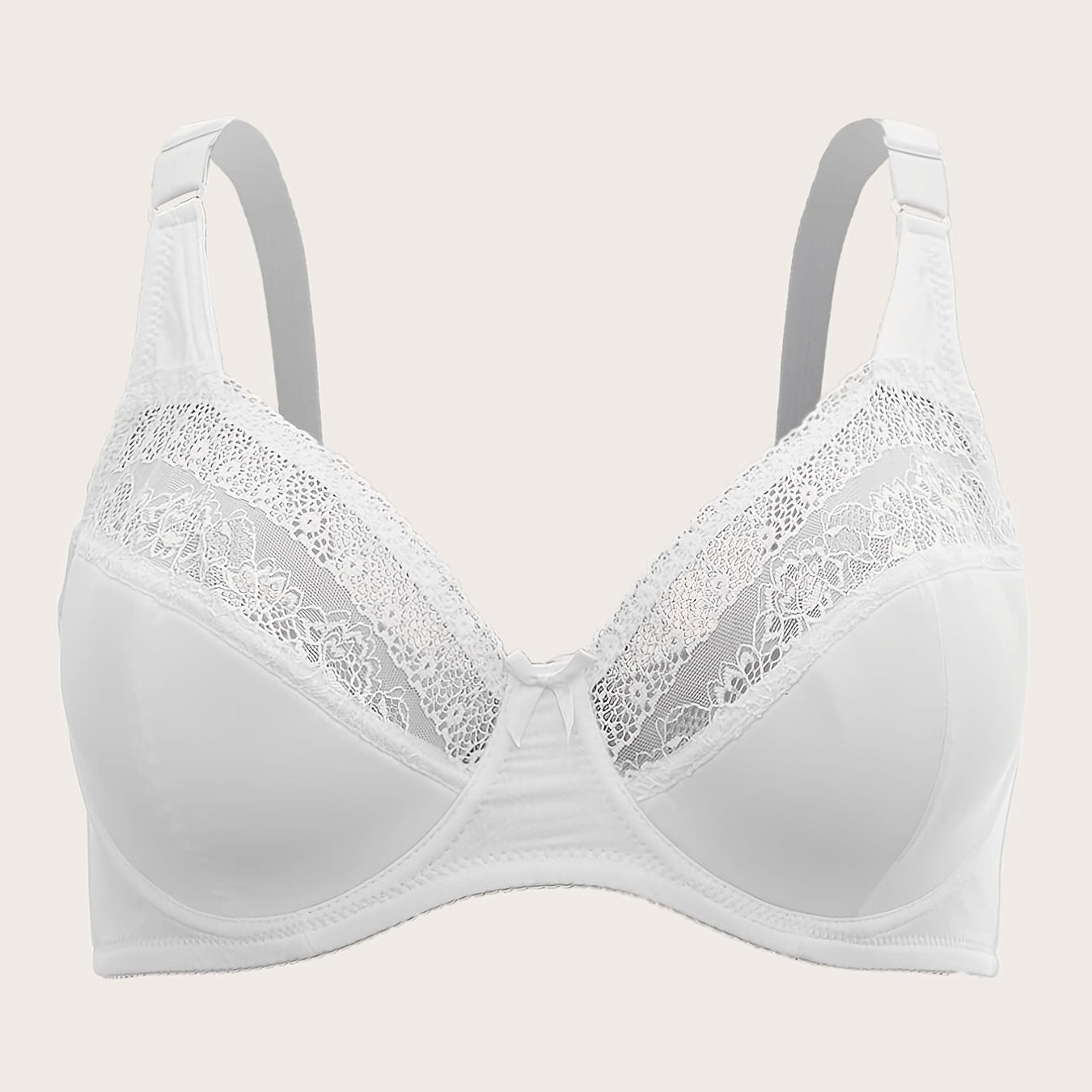 Lace Push Up Solid Bra Full Coverage Medium Stretch Bralette