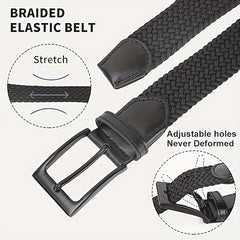Men's Golf Braided Stretchy Belt Casual Elastic for Jeans Shorts Pants