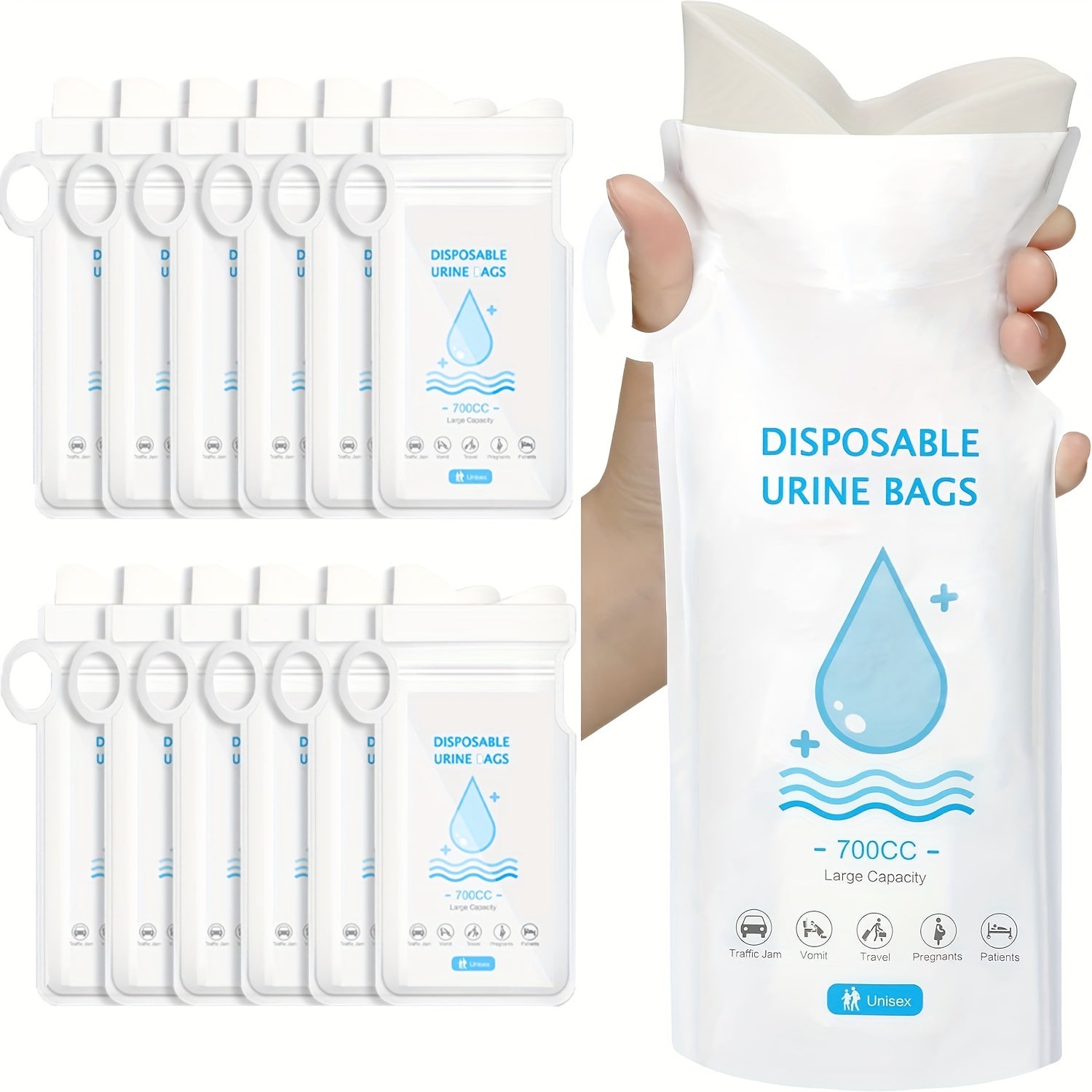 12 Pack 700ML Emergency Disposable Urinal Bags Camping Pee Bags