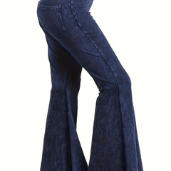 Flared Leg High Waist Long Pants Casual Women's Clothing