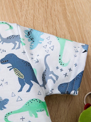 Boys Dinosaur Print Casual Outfit T-shirt & Shorts Set