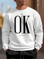 Men's Letter Ok Pattern Sweatshirt for Autumn Winter