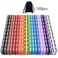 Acrylic Dice Set 16mm 10 Colors 100/50/10 Pieces Board Dice Games Velvet Bag
