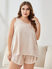 Satin Cami Tops & Shorts Pajama Set Women Plus Comfort Sleepwear