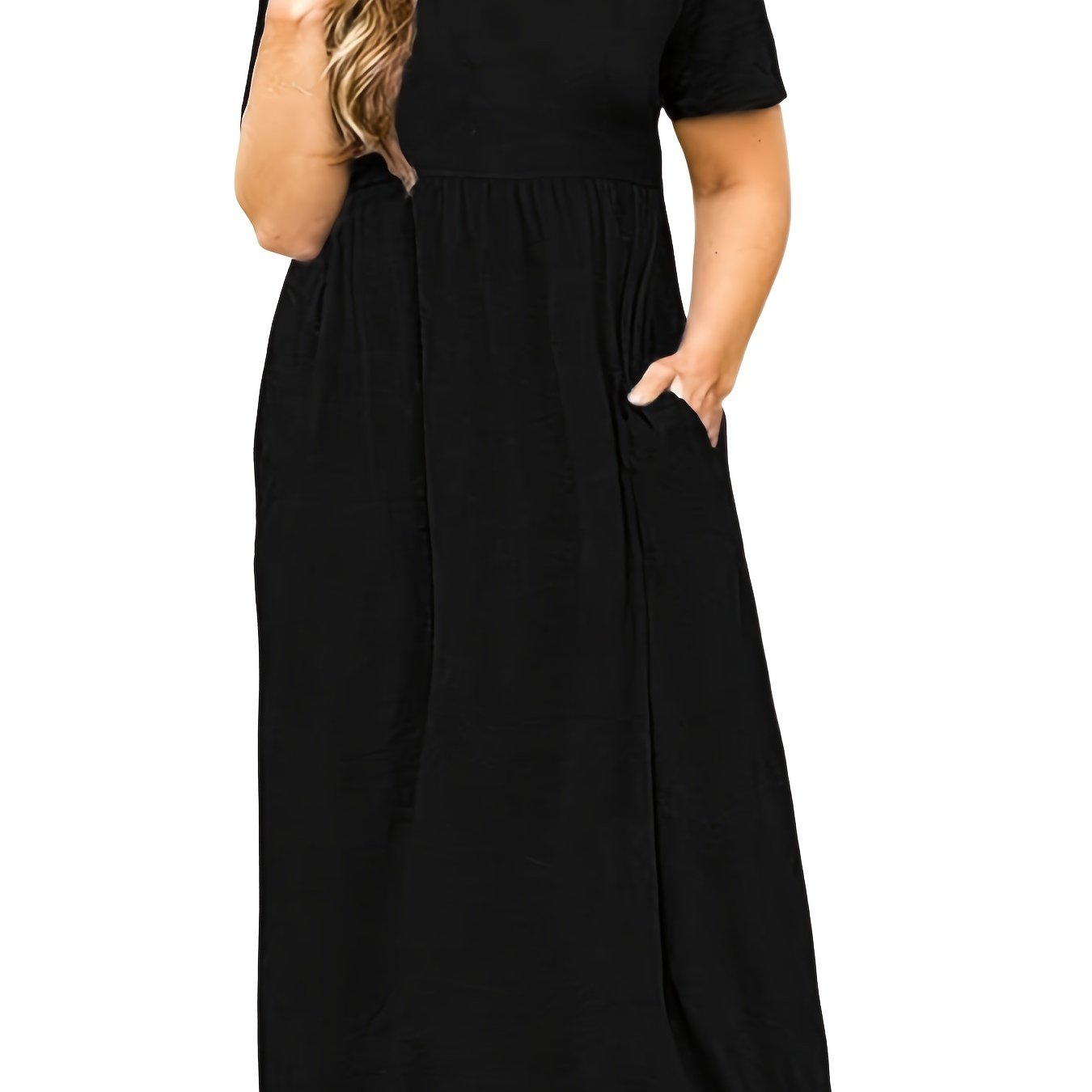 Short Sleeve Maxi Dress With Pocket Women's Plus Medium