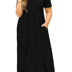 Short Sleeve Maxi Dress With Pocket Women's Plus Medium