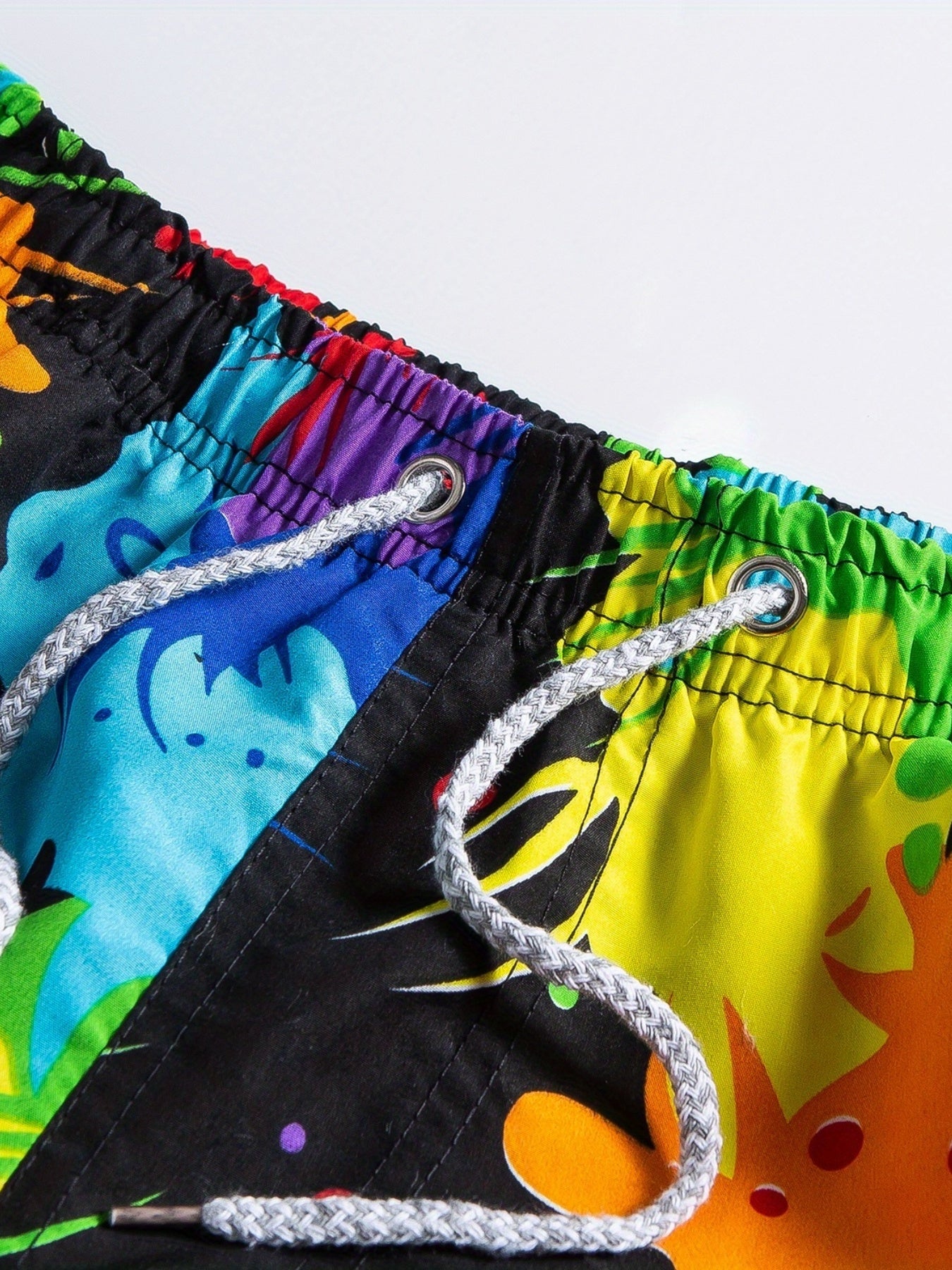 Men's Paints Splash Elastic Waist Drawstring Beach Shorts