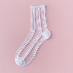 5 Pairs Sheer Mesh Socks Breathable Transparent Stockings Women's Hosiery