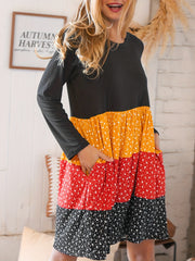 Floral Print Splicing Dress Long Sleeve