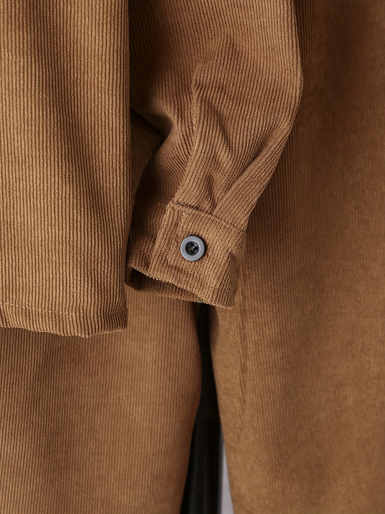 Boy's Corduroy 2pcs Shirt & Cargo Pants Set Solid Long Sleeve Top