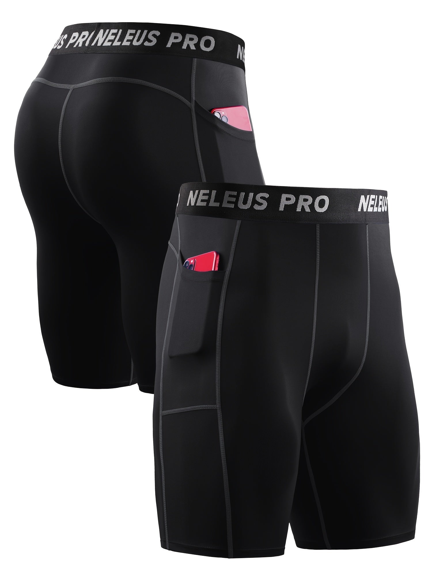 Men's Compression Shorts with Pocket for Gym Sports Running