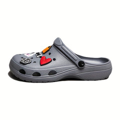 Men's Clogs with Charms Slip-On Closed Toe Sandals Soft Sole Walking Shoes