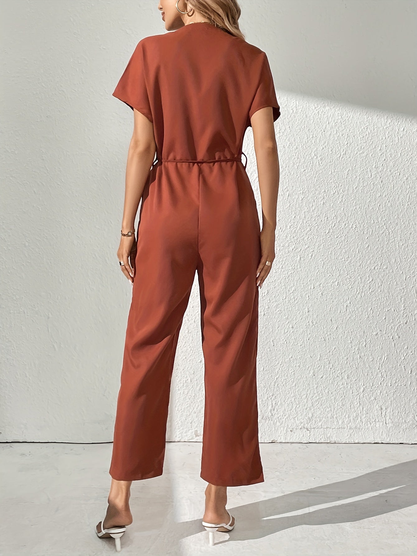 Long Sleeve Ruffled Jumpsuit Casual Loose Fit