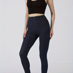 Striped Print Lounge Pants Casual Slim Elastic Waistband Womens Loungewear