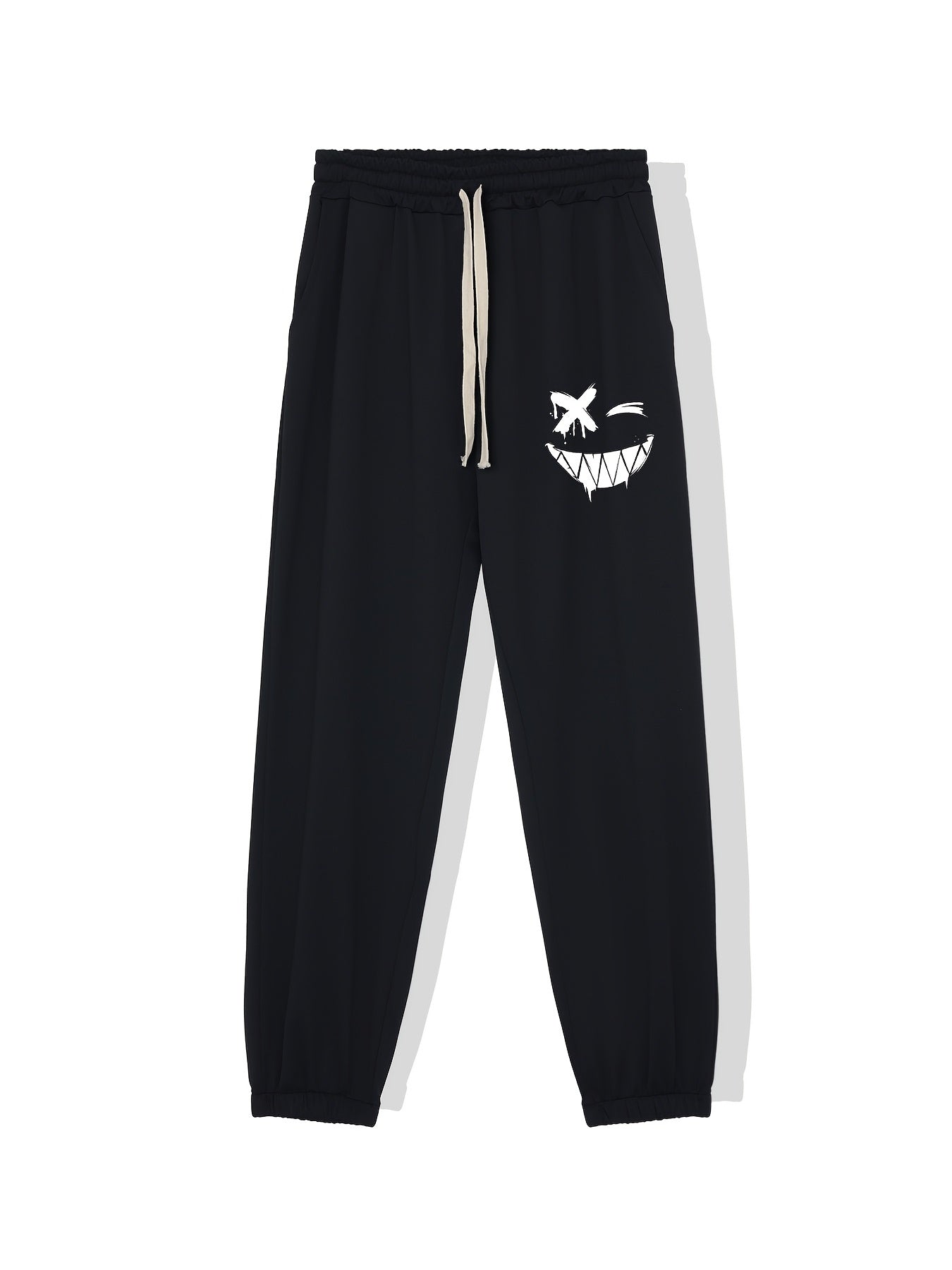 Smiling Expression Print Men's Drawstring Sweatpants